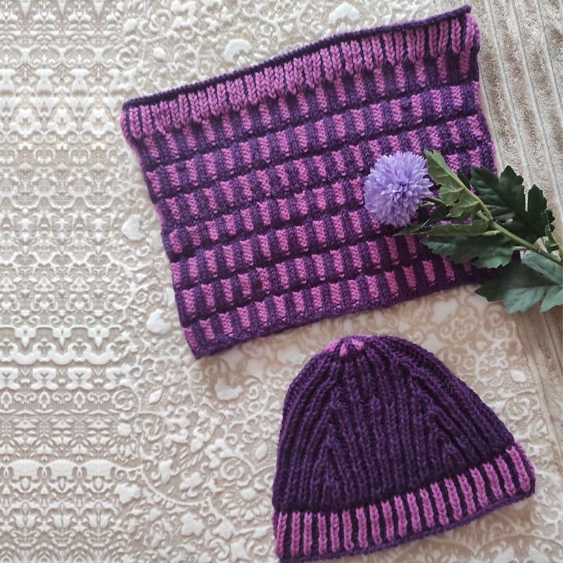 Patrón cuello y gorro brioche Lorena