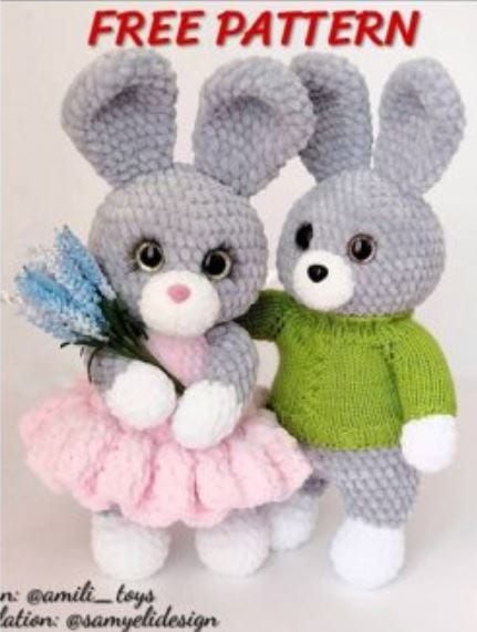 Patrón gratis conejos amigurumi
