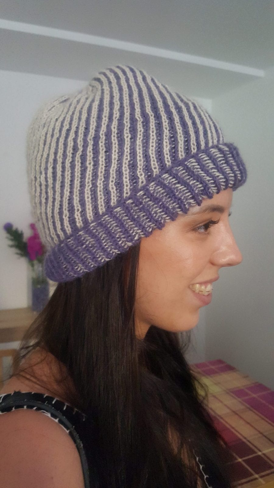 Patrón gratis Gorro brioche a dos colores 1