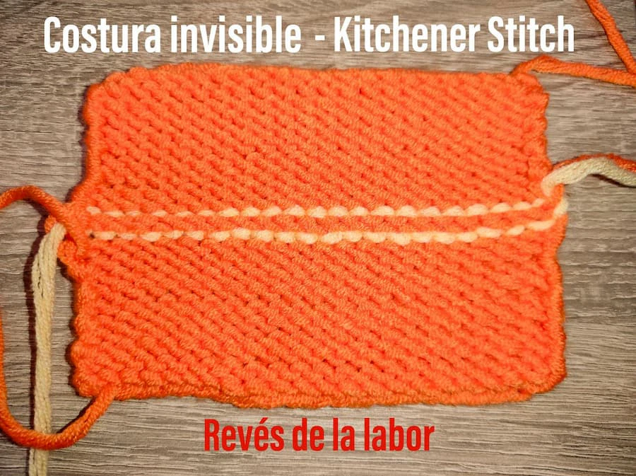Costura invisible, kitchener stitch revés labor