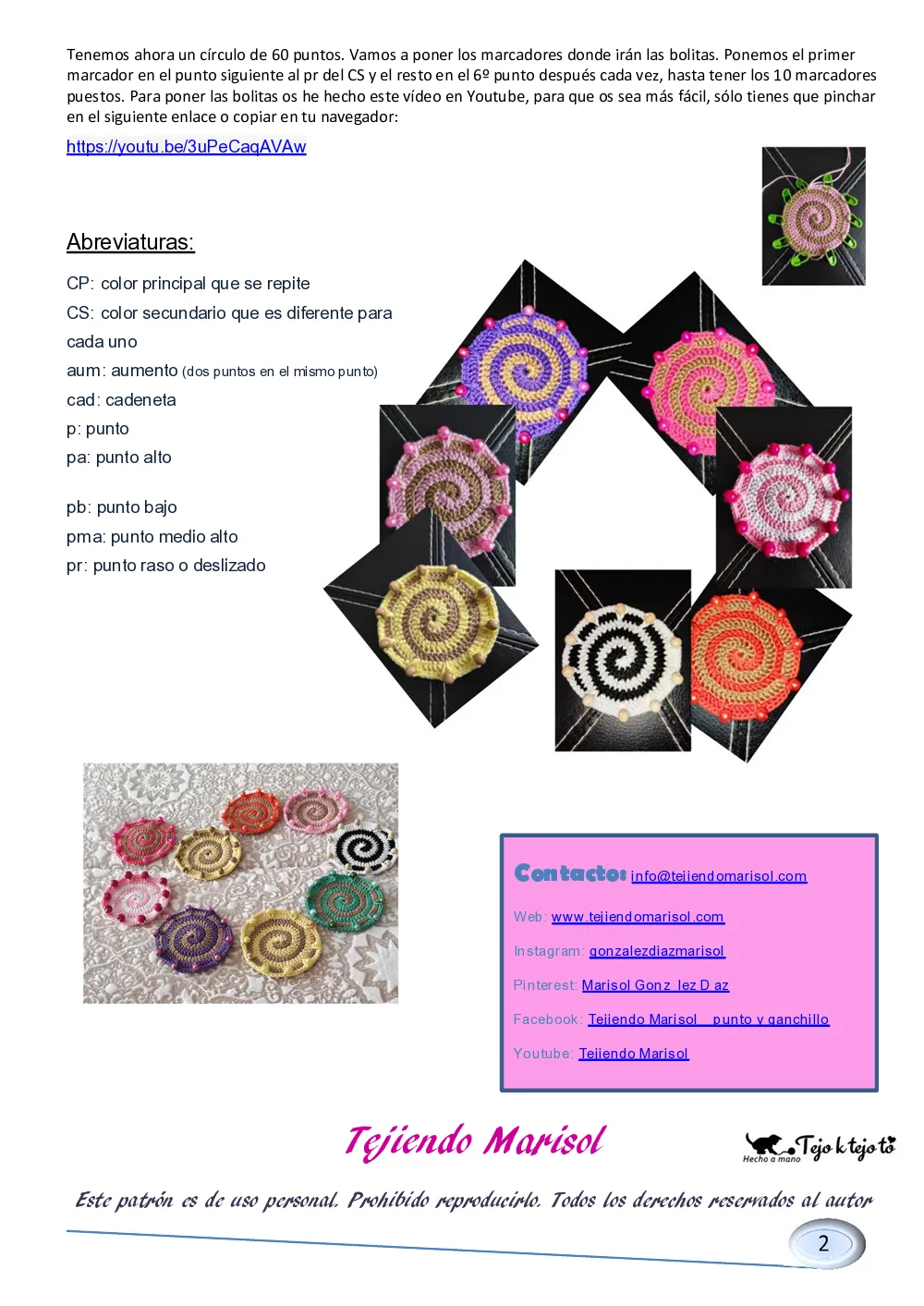 patrón gratis posavasos bolitas