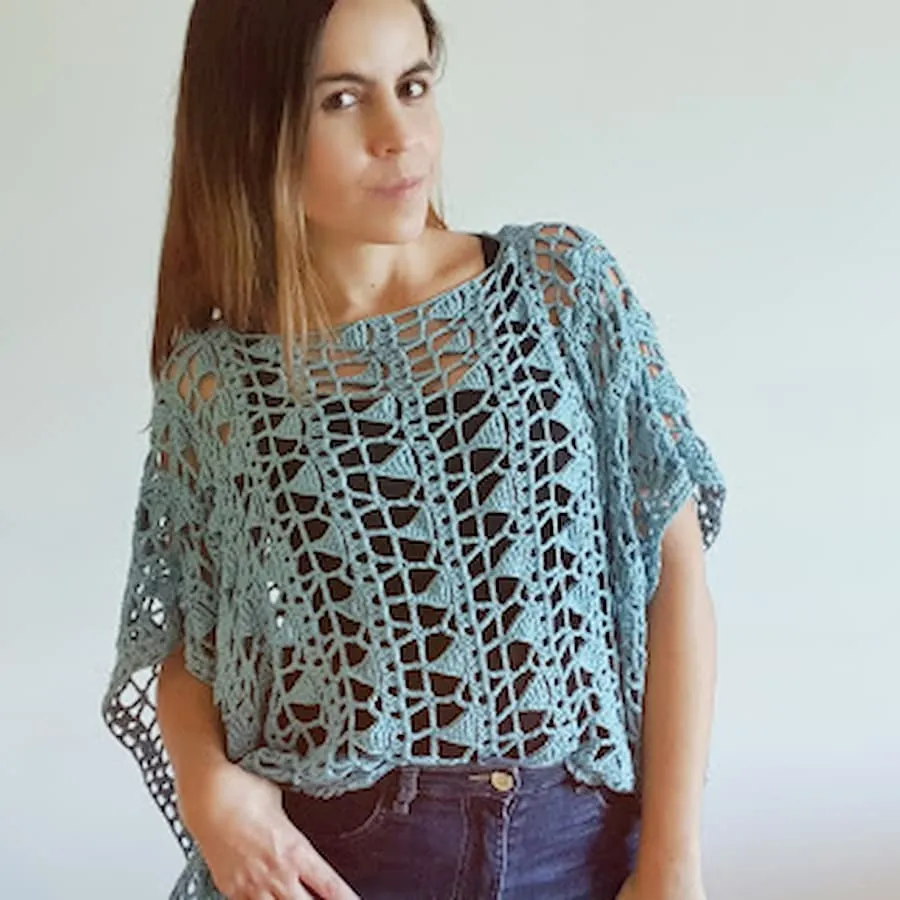 Patrón gratis blusa calada crochet