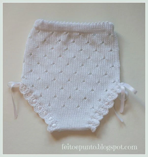 Patrón gratis braguitas bebé perlé dos agujas