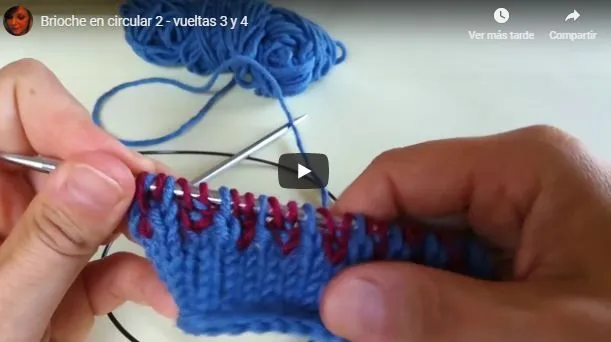 Punto brioche circular dos agujas
