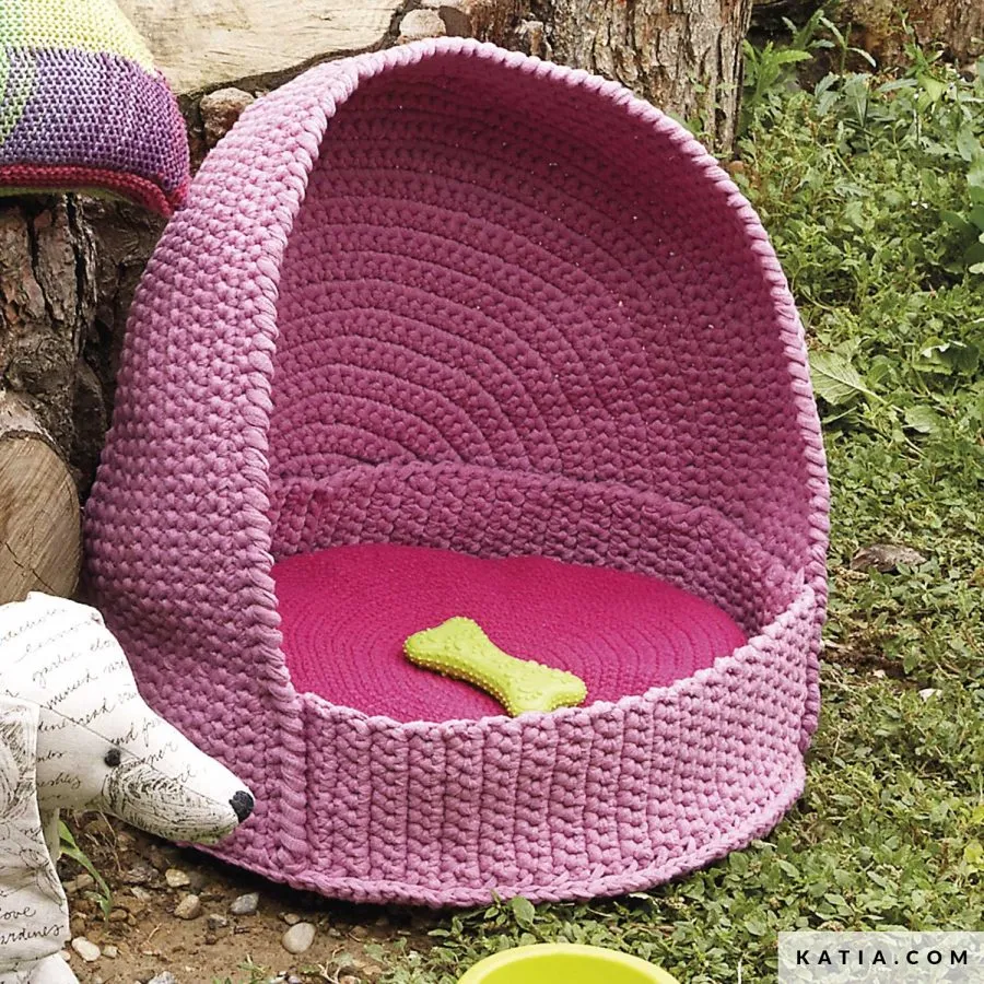 Patrón Gratis de Cesto para Mascota a ganchillo