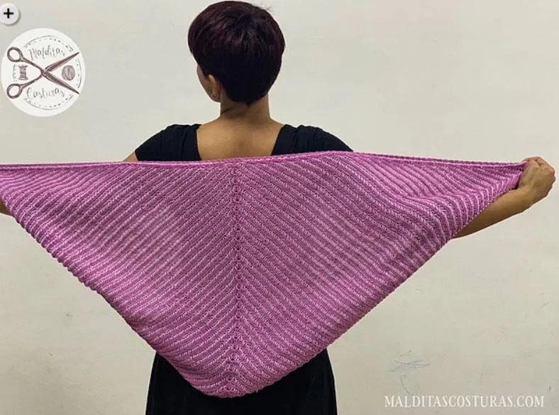 Patrón gratis chal triangular brioche