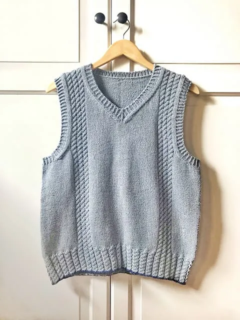 Patrón gratis chaleco vintage hombre dos agujas