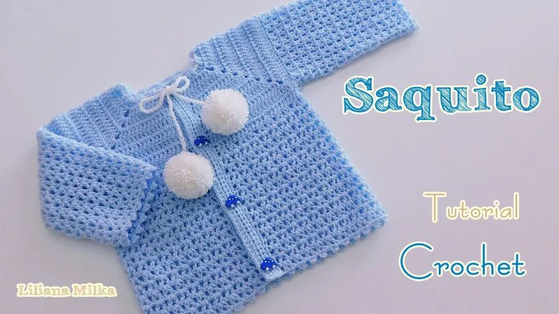 Patrón gratis Chaqueta bebé punto V crochet