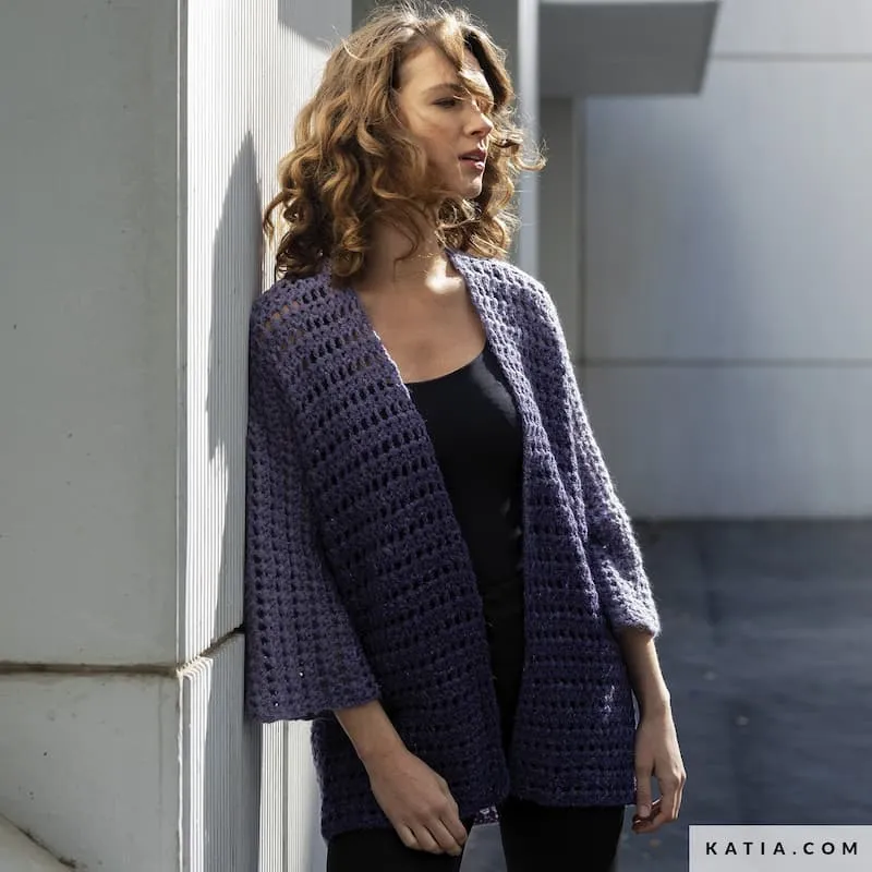 Patrón gratis chaqueta kimono crochet