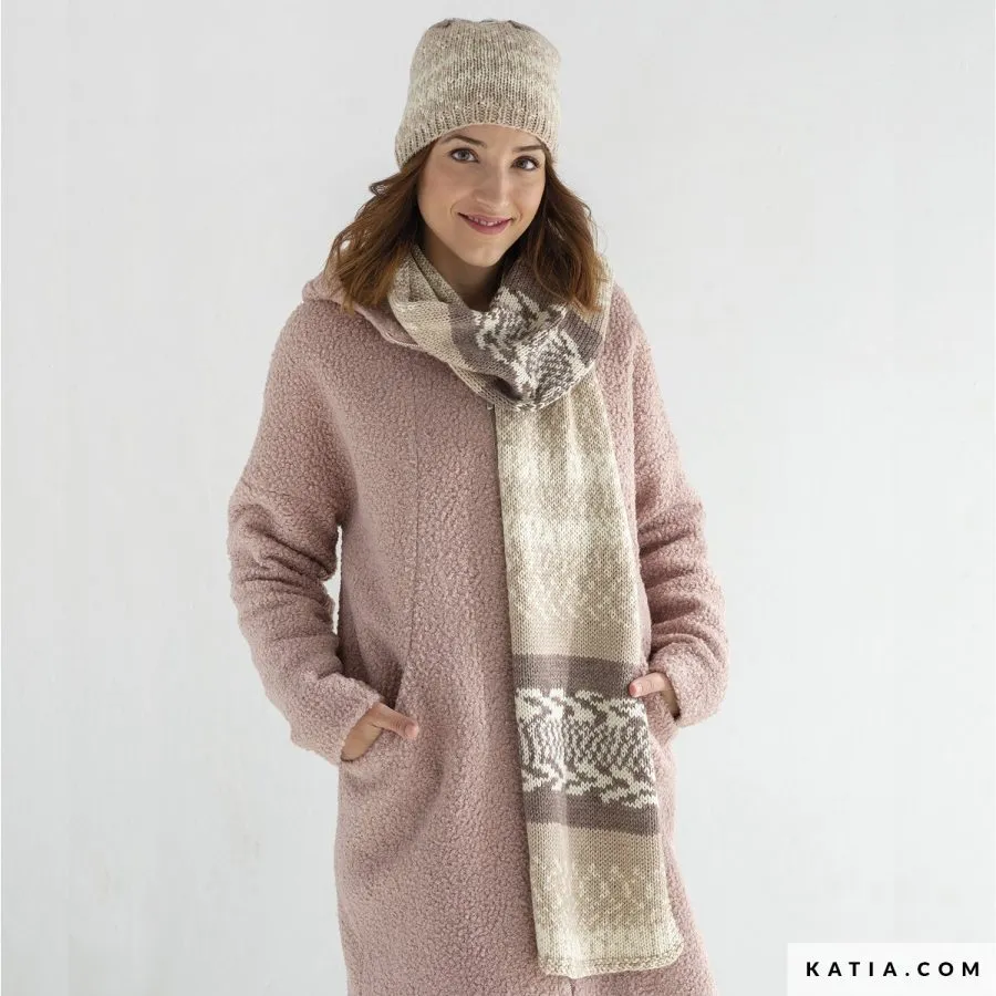 Conjunto gorro y bufanda jacquard dos agujas