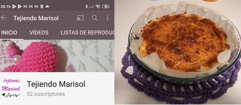 Canal Youtube Tejiendo Marisol y tarta de queso