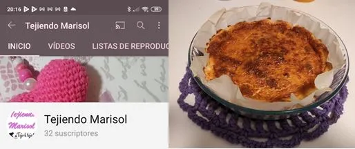 Canal Youtube Tejiendo Marisol y tarta de queso
