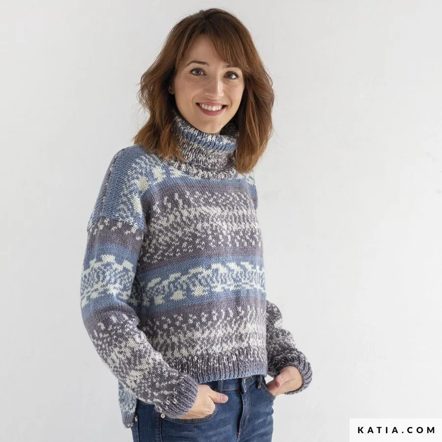 Patrón gratis jersey mujer jacquard dos agujas