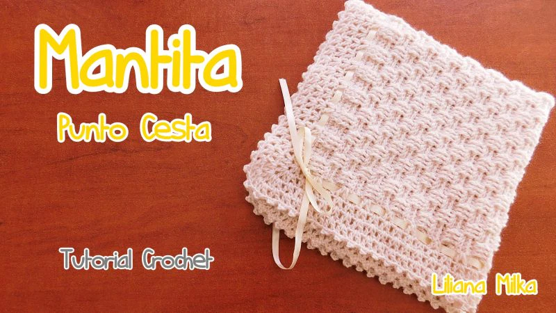 Patrón gratis manta bebé punto cesta crochet
