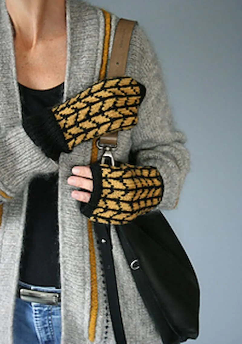 Patrón gratis mitones dos agujas