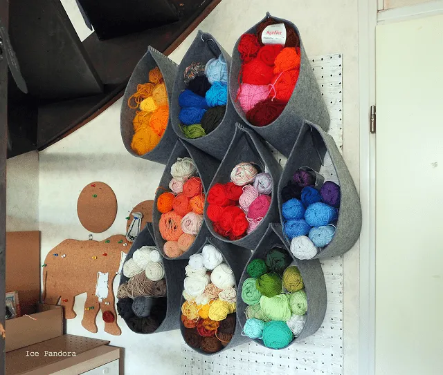 Organizador lanas pared