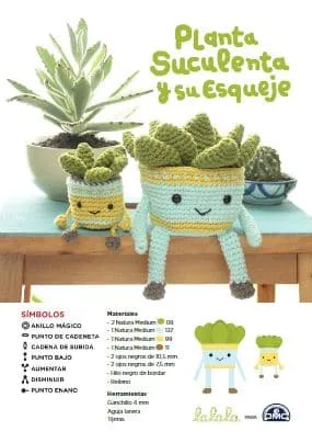 Patrón gratis planta suculenta y esqueje amigurumi crochet