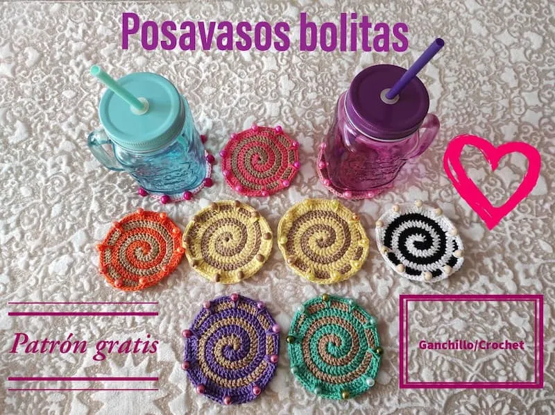 patrón gratis posavasos bolitas