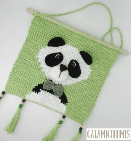 Tapiz cuarto bebé oso panda crochet
