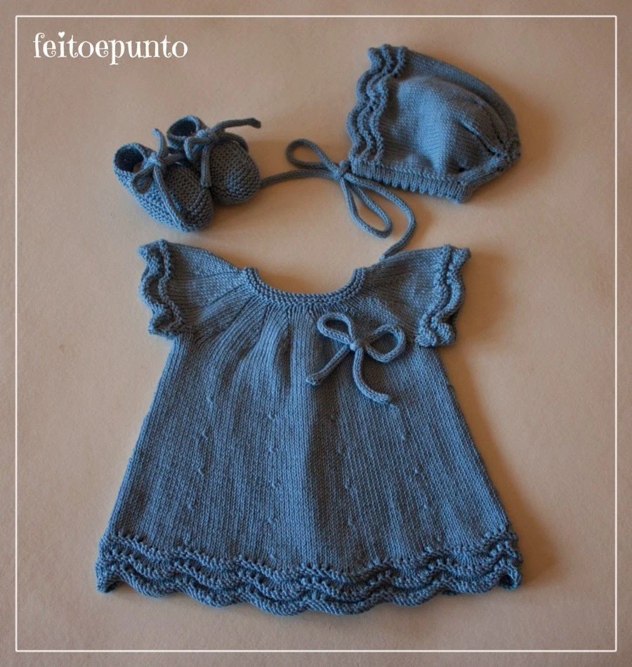 Patrón gratis vestido bebé punto