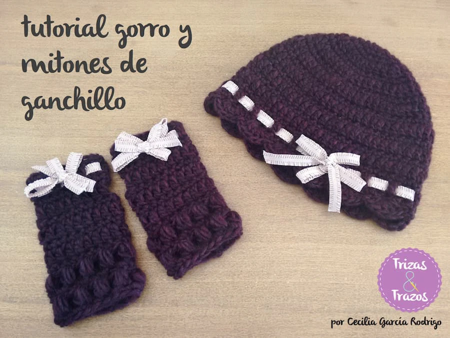 Gorro y mitones crochet