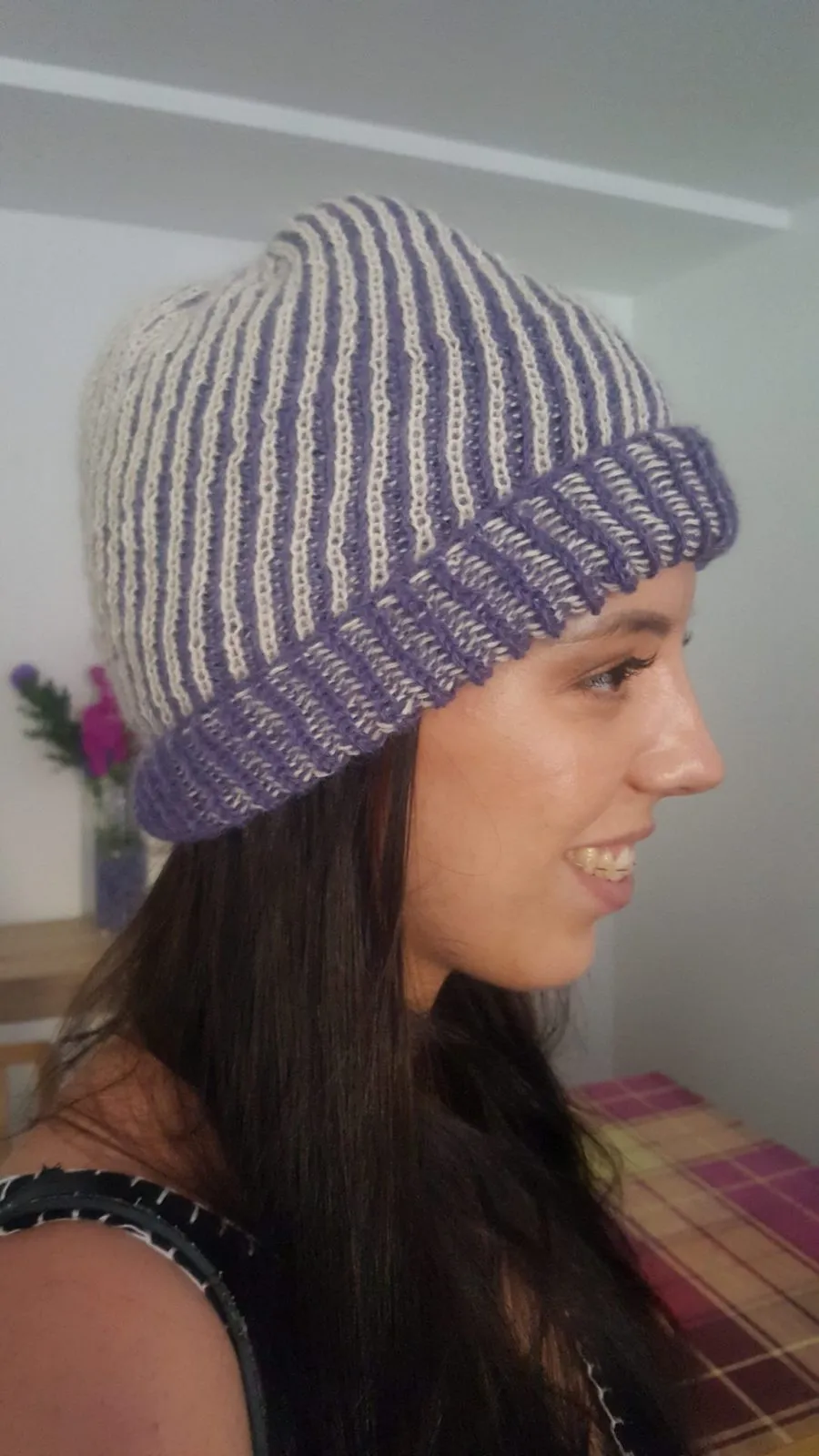 Patrón gratis Gorro brioche a dos colores 1