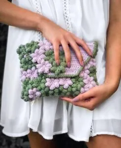 Patrón gratis bolso flores puff crochet
