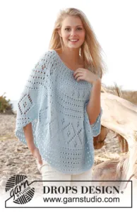 Patrón gratis Poncho dos agujas