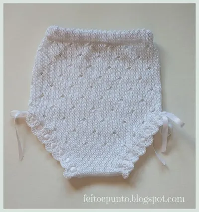Patrón gratis braguitas bebé perlé dos agujas